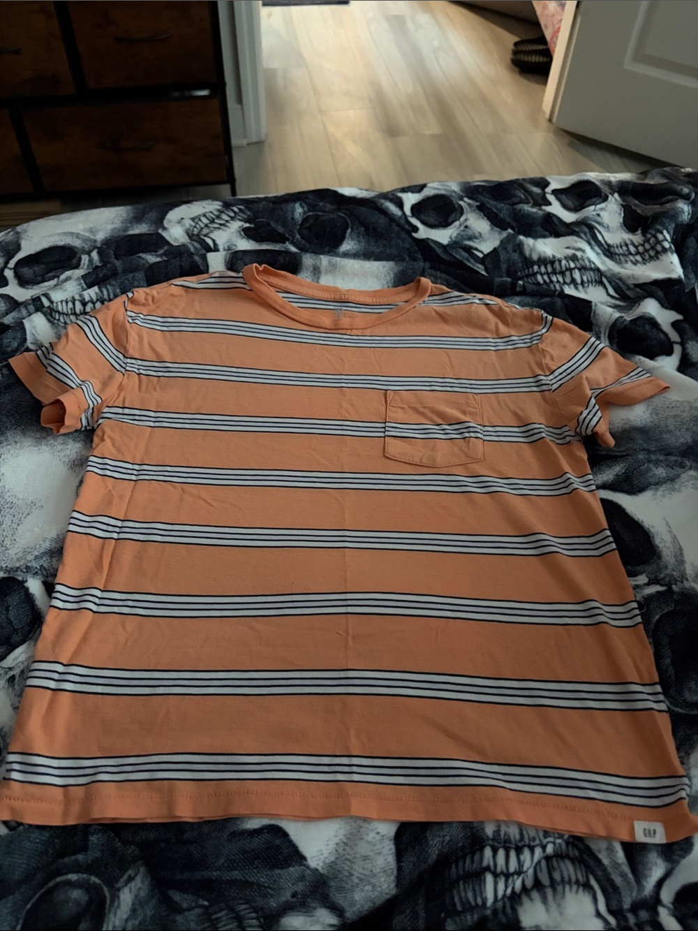 GAP Orange Striped Pocket Tee